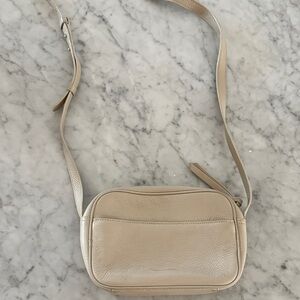 Massimo Dutti Beige Leather Crossbody Bag